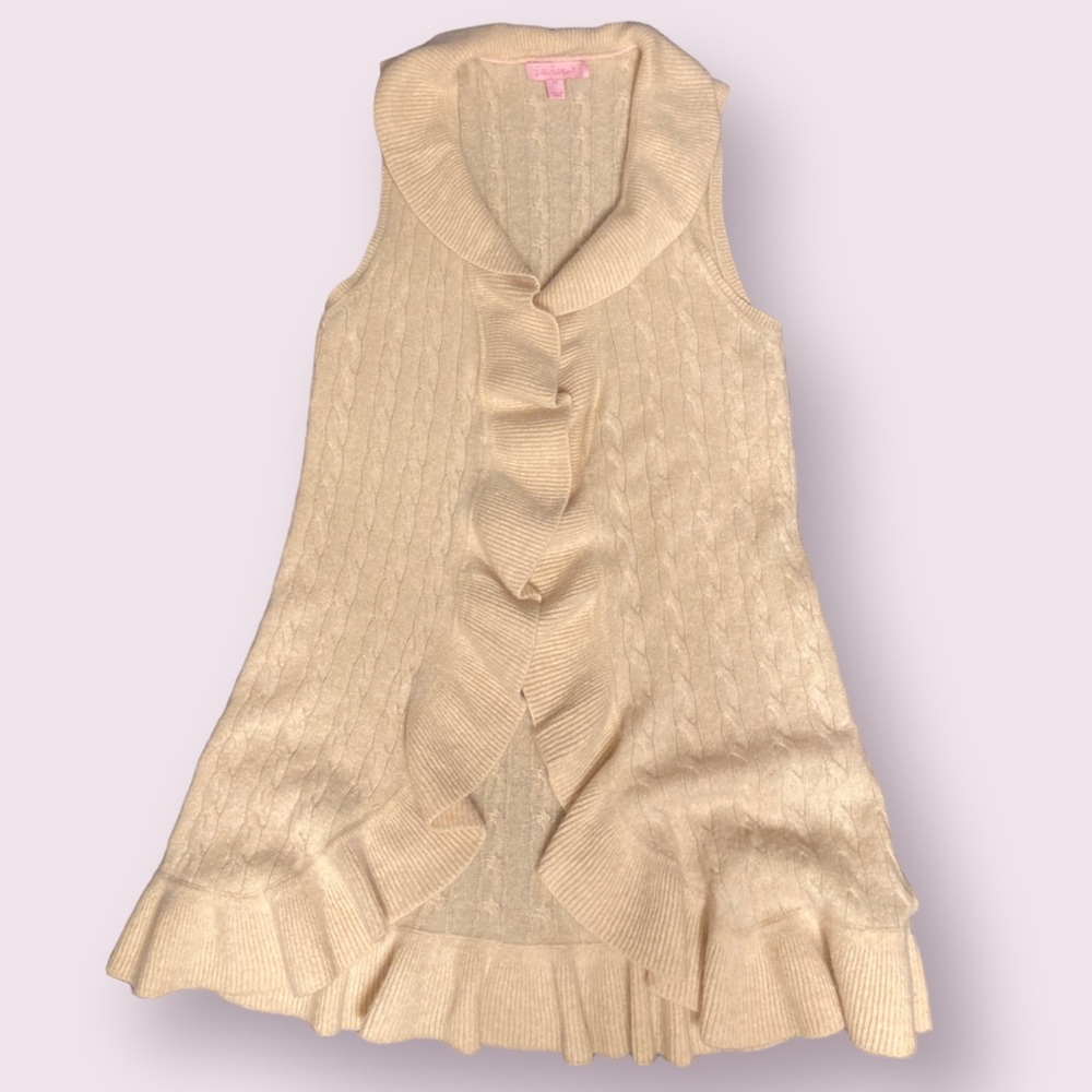 Lilly Pulitzer cashmere ruffled long vest